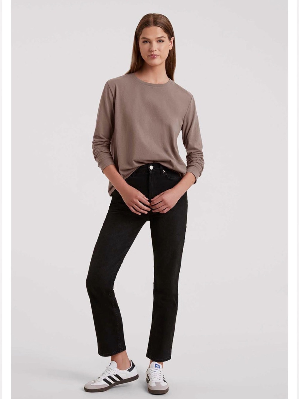 Nuuds Vintage Cotton Mocha Long-Sleeve Everyday Tee